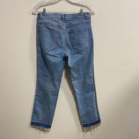 New Look Petite Leyla Relaxed‎ Skinny Jeans Side Stripe Boho Festival Raw Hem 6P - Picture 4 of 13